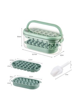 Y&D Square Ice Cube Trays for Freezer with Lid & Bin, 54PCS Tiny Tray, Suitable Chilling Drinks Coffee Juice (2 1 Bucket Scoop, Green)  - Image 3