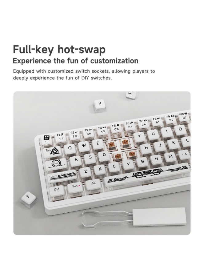 A-jazz AK690 Blue White Deep Blue Mixed Light DIY Wired Version Mechanical Keyboard Full Key Hot swappable Multi functional Metal Knob - Image 4
