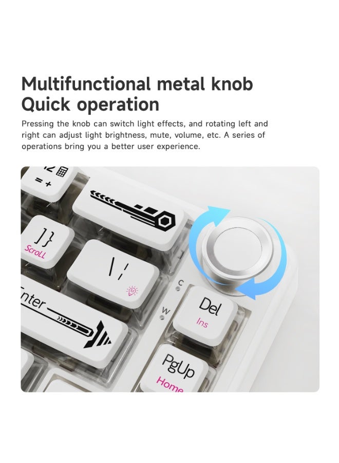 A-jazz AK690 Blue White Deep Blue Mixed Light DIY Wired Version Mechanical Keyboard Full Key Hot swappable Multi functional Metal Knob - Image 5