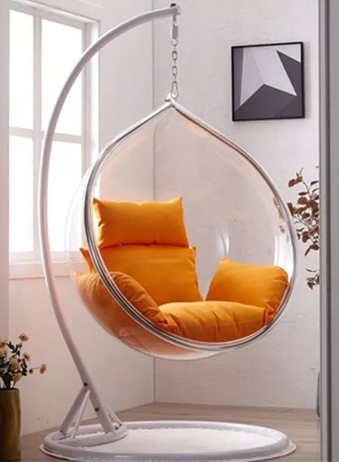 YULAN High Quality Indoor Swing Hanging Chair Acrylic Ball Bubble Chair With Stand Orange