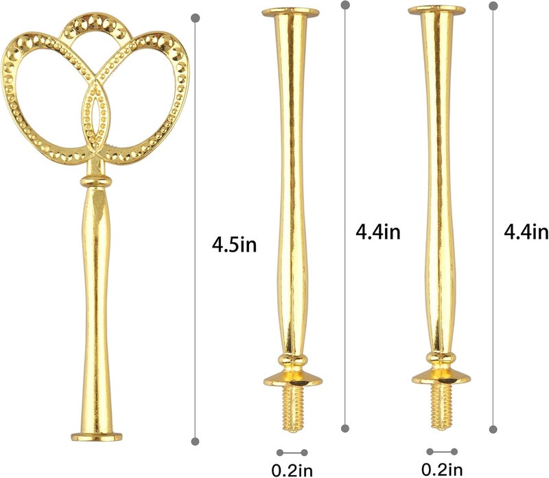 Happy Will 3 Tier 14" Heavy Metal Cake Stand Holder Fruit Plate Stand Fitting Hardware Rod with Stylus (Gold_New_Crown) - Image 2