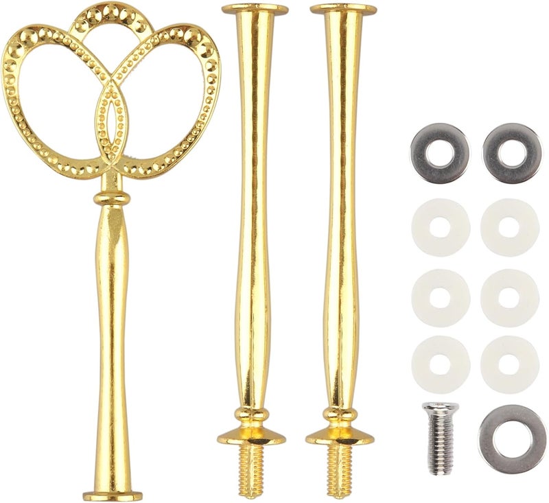 Happy Will 3 Tier 14" Heavy Metal Cake Stand Holder Fruit Plate Stand Fitting Hardware Rod with Stylus (Gold_New_Crown) - Image 1