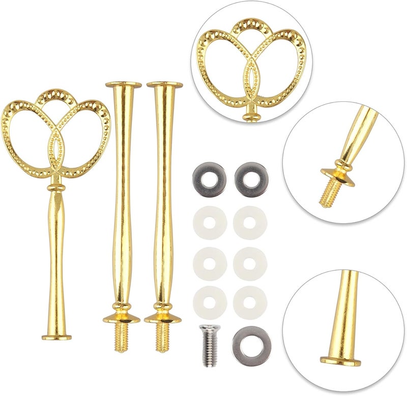 Happy Will 3 Tier 14" Heavy Metal Cake Stand Holder Fruit Plate Stand Fitting Hardware Rod with Stylus (Gold_New_Crown) - Image 3