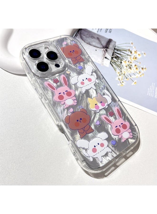 NIBEMINENT Cute Flowers And Animals Protective TPU Case Cover For iPhone 14 Plus Clear - Image 1
