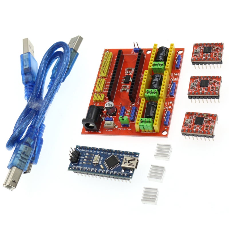 CNC Shield V4 Engraver Fitting Set: Open-Source Circuit Design, High-Speed ATMEGA328 Controller, Multi-Channel Motor Slots - 3D Printer Accessory Kit for Beginners and CNC Engraving Machine Users - Image 1
