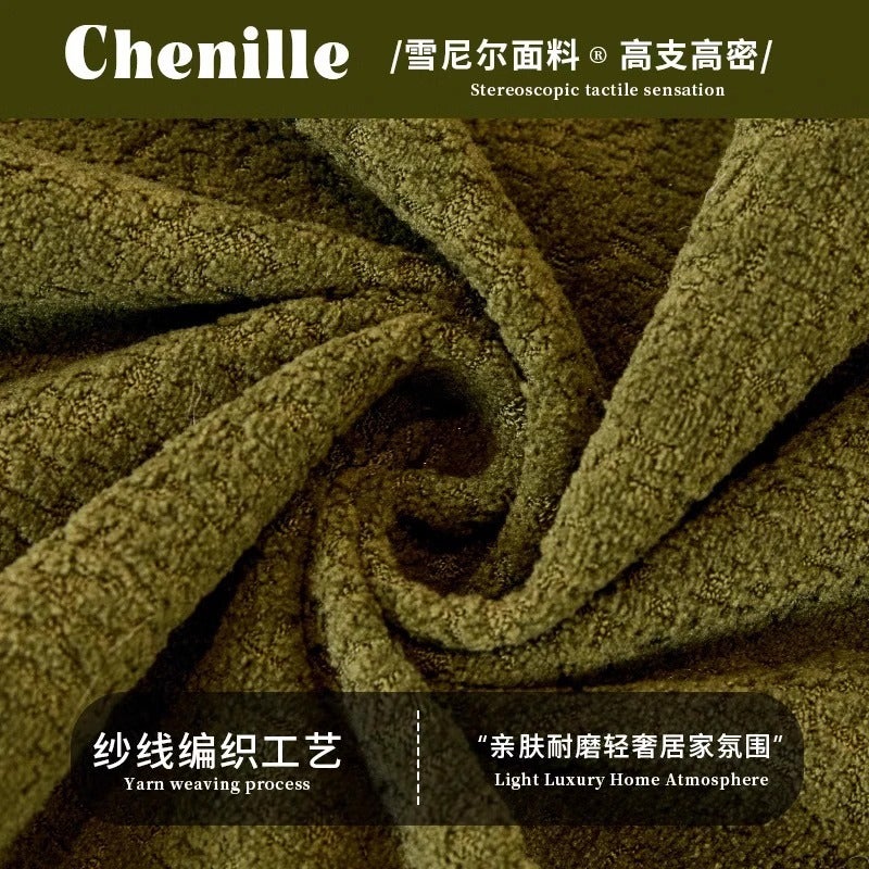 French Retro Special-Shaped Chenille Sofa Cushion Fixed Anti-Slip Anti-Cat Scratch Straight Sofa Cushion - Image 3