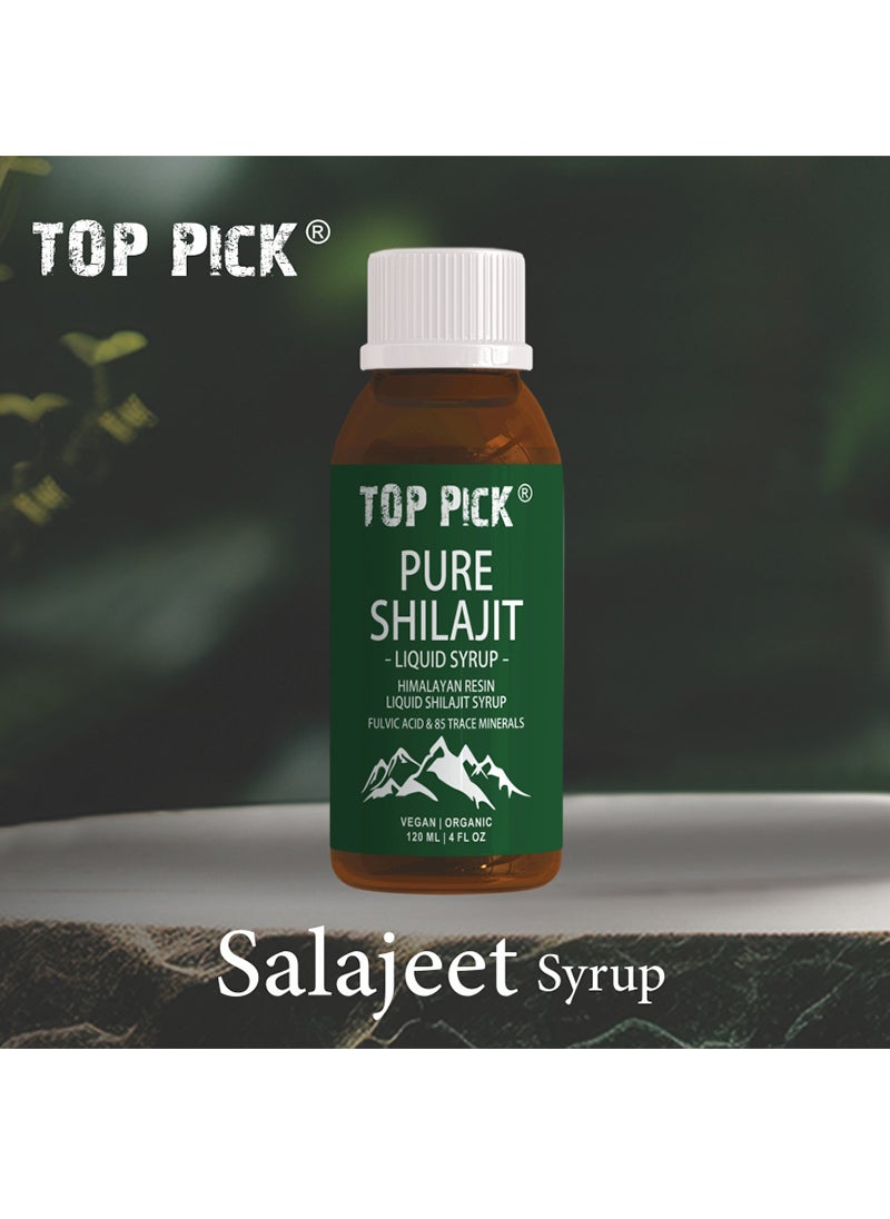 Top Pick - 100% Natural Himalayan Shilajit Liquid Syrup, Rich in Fulvic Acid & Trace Minerals, 120ml - Image 1