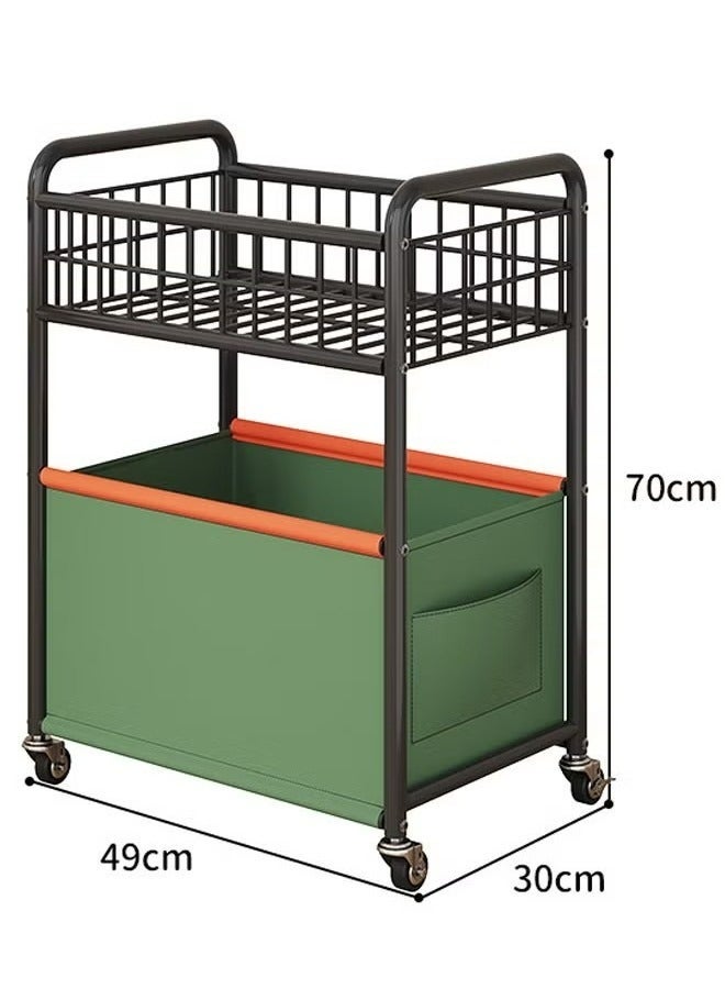 RollsTimi  2-Layer Toy Organizer, Toy Sundries Storage Basket Rack, Storage Rack Trolley Heightened Fence, Four-Wheeled Large-Capacity Widening Activities, Green - Image 5