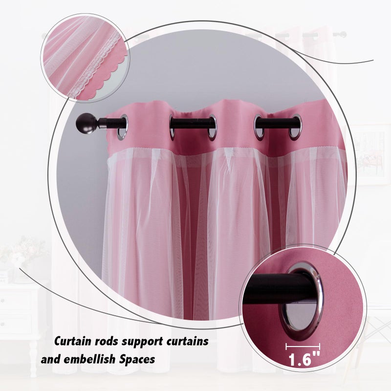 Anytime Home Curtains Blackout and Sheer Layered Solid Window Curtain Panel Pair with Grommet Top, 52Wx63L,Pink - Image 3