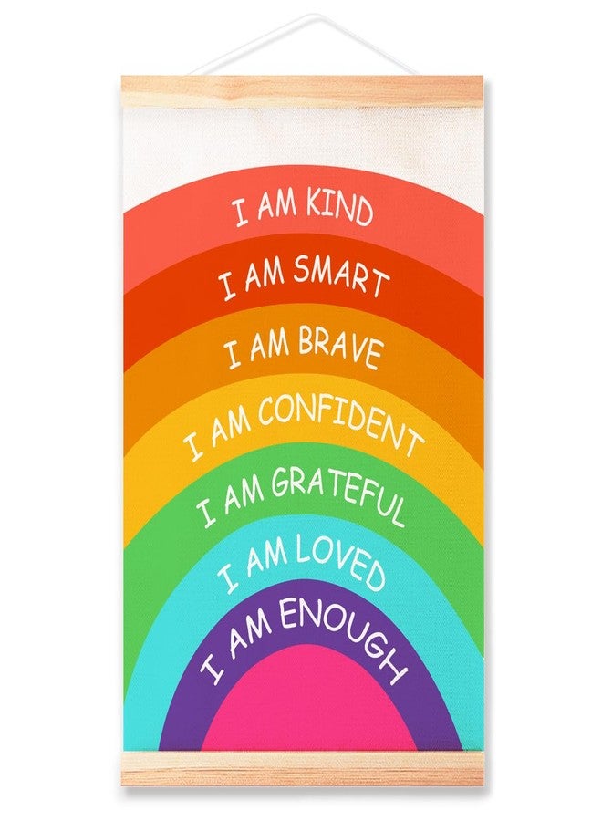 Littlefa I Am Kind Smart Inspirational Posters with Wooden Frames, Positive Affirmation Hanging Wall Decor for Daycare Nursery Toddler Room 12x16 inch - Image 1