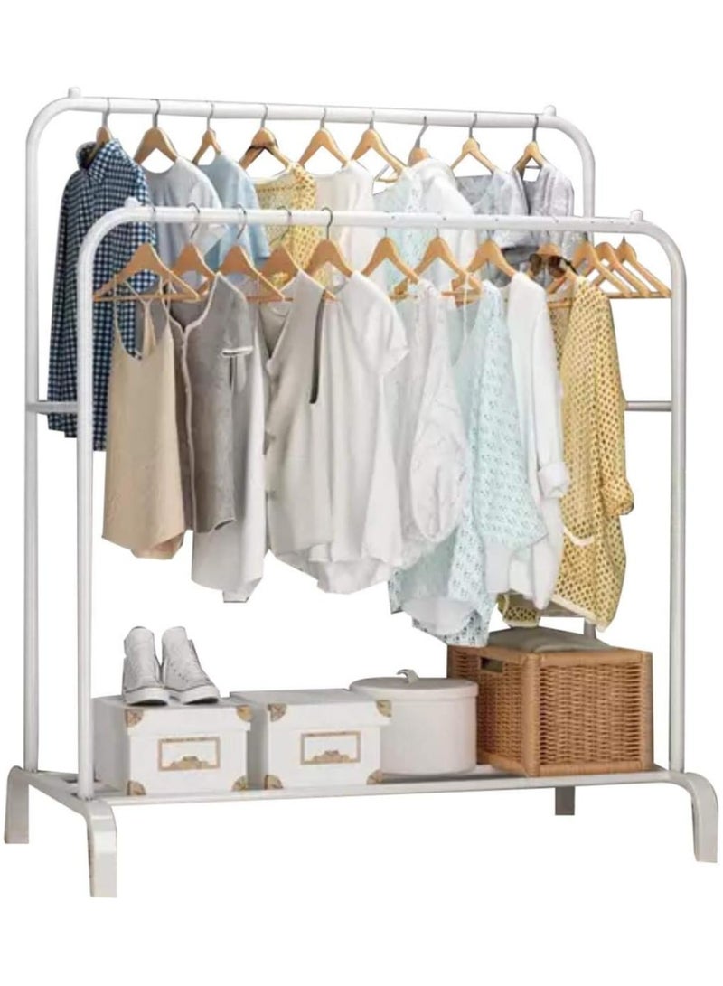 Generic Double Rail Metal Clothing Rack with Bottom Storage Shelf – Freestanding Garment Organizer for Clothes and Shoes - Multicolor - Image 1