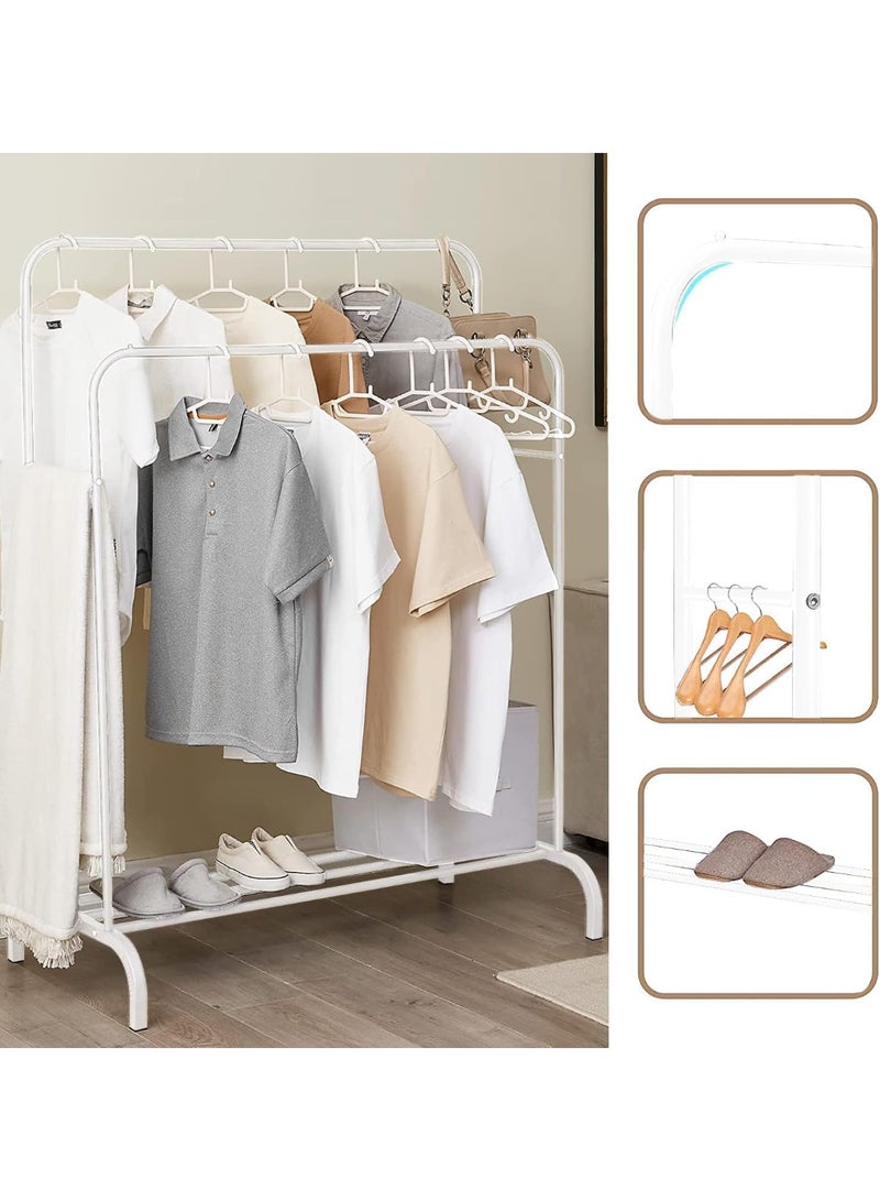 Generic Double Rail Metal Clothing Rack with Bottom Storage Shelf – Freestanding Garment Organizer for Clothes and Shoes - Multicolor - Image 5