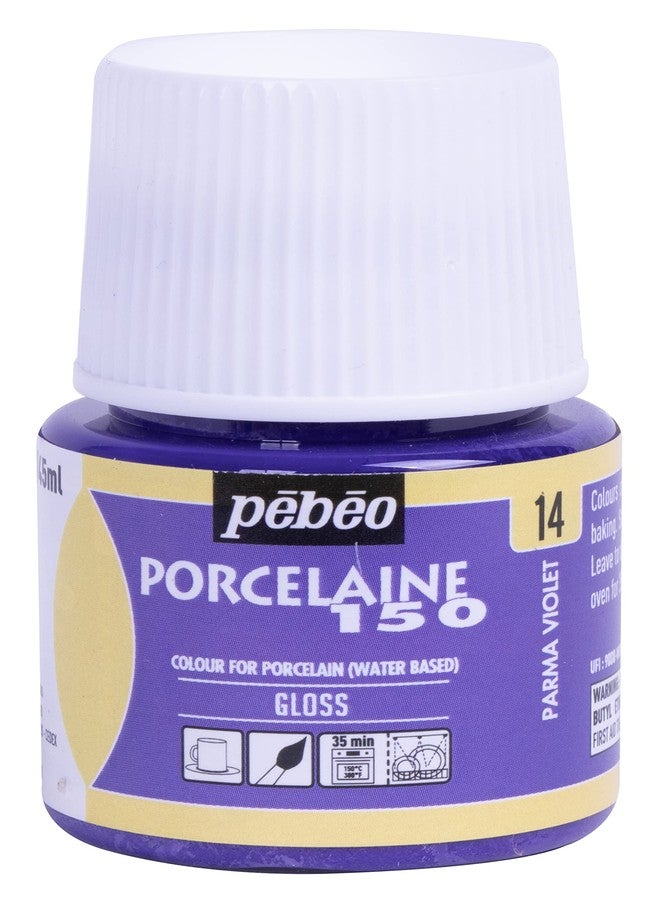 Pebeo Porcelaine 150 Ceramic Paint - Water-Based High-Gloss Color Paints for Porcelain, Premium Art Supplies, Non-toxic & Heat-Safe, 45 ml Bottle, Parma Violet
