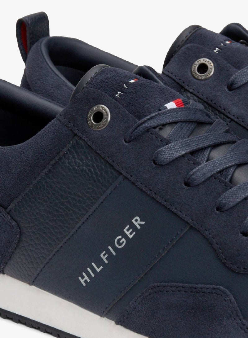 TOMMY HILFIGER Leather Sued Mix Runner Sneakers - Image 4