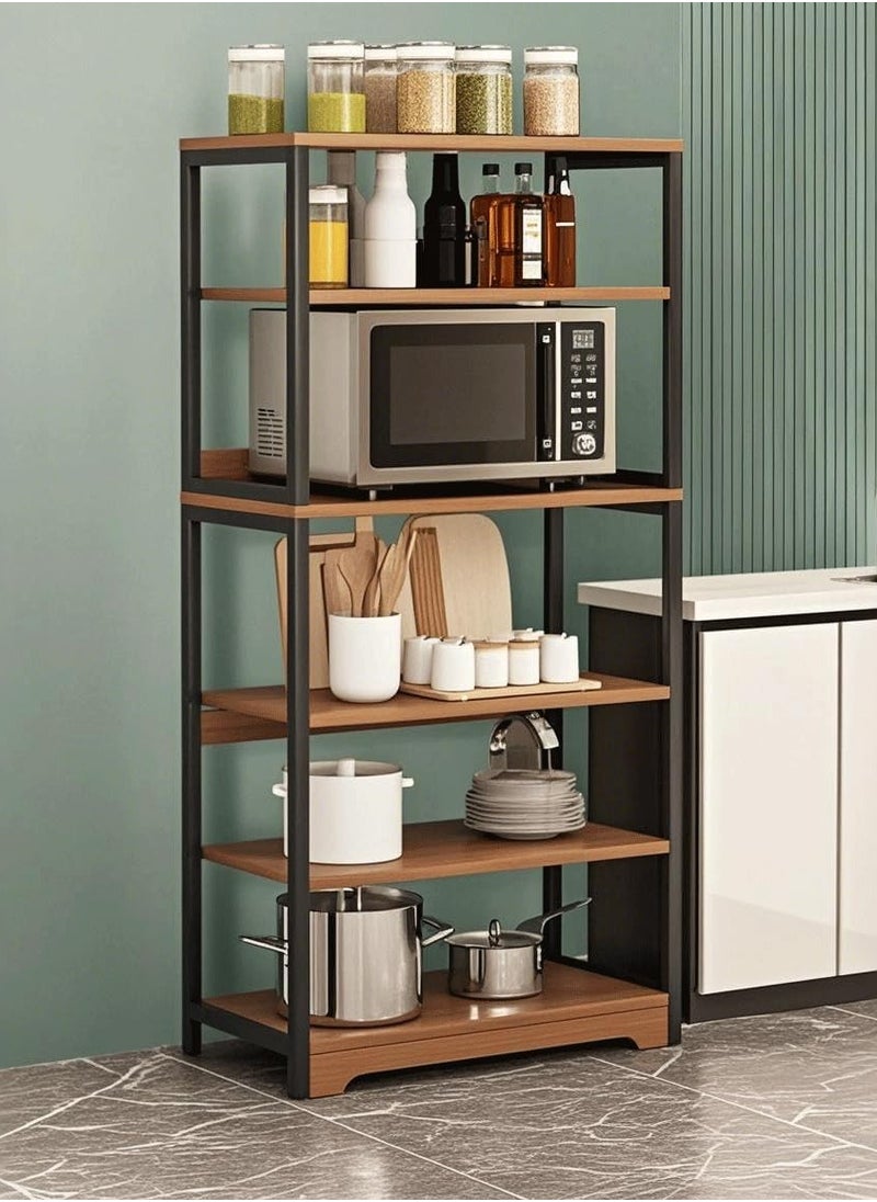 Raxoom 5-Tier Kitchen Storage Cabinet with Shelves,Multi Function Microwave Oven Stand,Wooden Rack Unit for Home Kitchen,Black  - Image 5