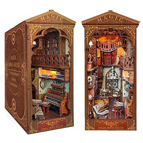 Spilay DIY Book Nook KitDIY Dollhouse Booknook Bookshelf Insert Decor AlleyBookends Model Build kitHandmade Crafts Gifts for Birthday Christmas - Image 1