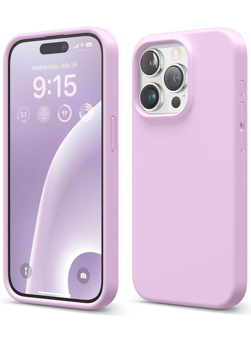 Elago Liquid Silicone for iPhone 15 PRO Case Cover with Full Body Protection, Shockproof, Slim, Anti-Scratch Soft Microfiber Lining - Light Lilac - Image 1