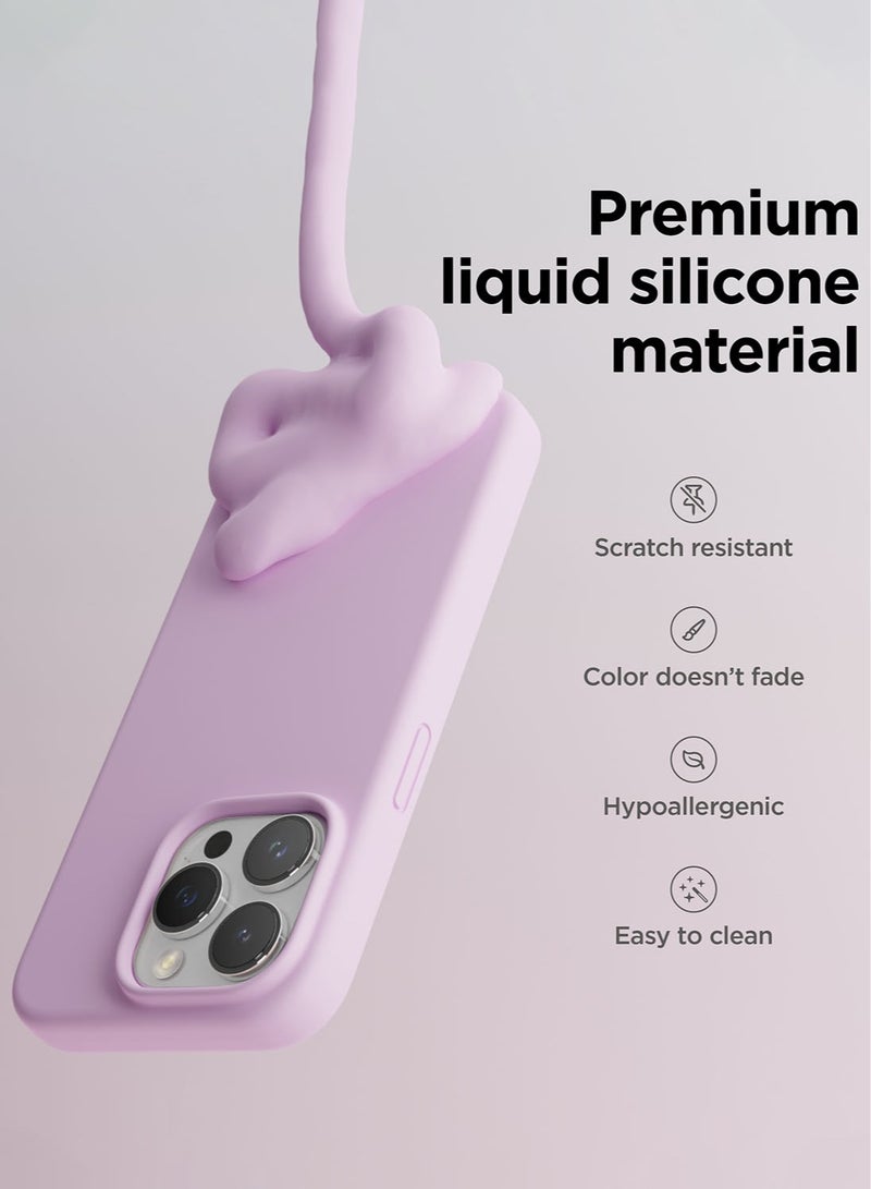 Elago Liquid Silicone for iPhone 15 PRO Case Cover with Full Body Protection, Shockproof, Slim, Anti-Scratch Soft Microfiber Lining - Light Lilac - Image 3