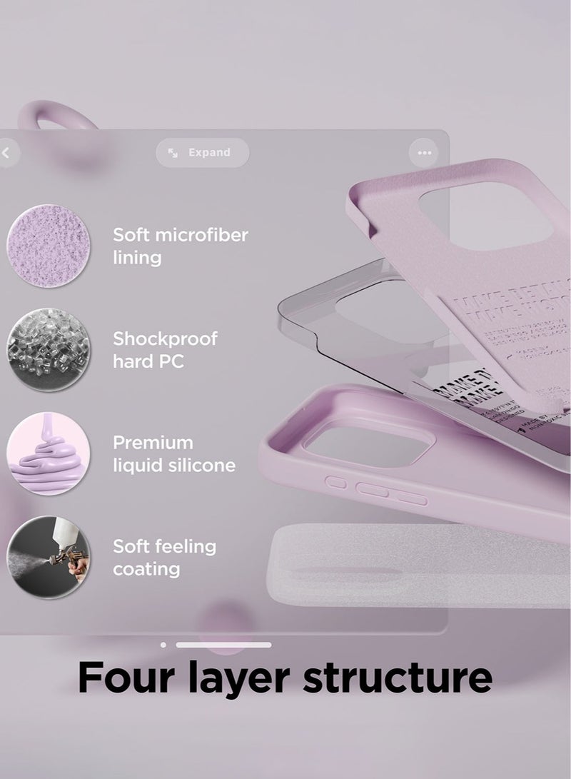 Elago Liquid Silicone for iPhone 15 PRO Case Cover with Full Body Protection, Shockproof, Slim, Anti-Scratch Soft Microfiber Lining - Light Lilac - Image 4