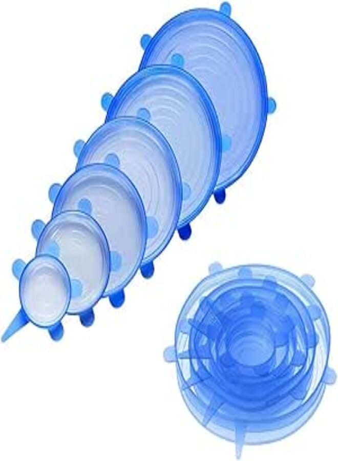 Other Silicone Stretch Lids,6-Pack of Various Sizes,Reusable, Durable and Expandable to Fit Various Size and Shape of Containers, Keeping Food Fresh, Dishwasher and Freeze