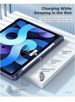 LCYLJGY Protective Case Cover For Air 6th 11-Inch M2 (2024) iPad Air4/Air5 10.9 inch (2020/2022) Generation with Pencil Holder, [Support Apple Pencil Charging and Touch ID] Transparent and Auto Wake/Sleep  - Image 3