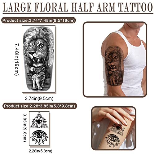 atydkug 77 Sheets Temporary Tattoo for Men and Women, 17 Sheets Half Arm Chest Shoulder Fake Tattoos, 60 sheets Tiny Black for Adults, Waterproof Realistic Tattoos Long-Lasting - Image 3