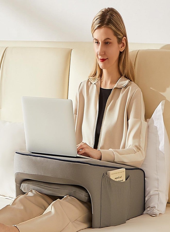 cooloo8 Reading Lap Pillow, Lap Desk Pillow for Bed, Laptop Arm Rest Pillow for arms for Reading, Working in Bed Couch(Grey) - Image 1