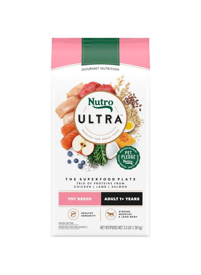 نوترو طعام الكلاب الجاف Nutro Ultra Adult Toy Breed، مكون من ثلاثة بروتينات من الدجاج ولحم الضأن والسلمون، كيس 3.5 رطل - Image 1