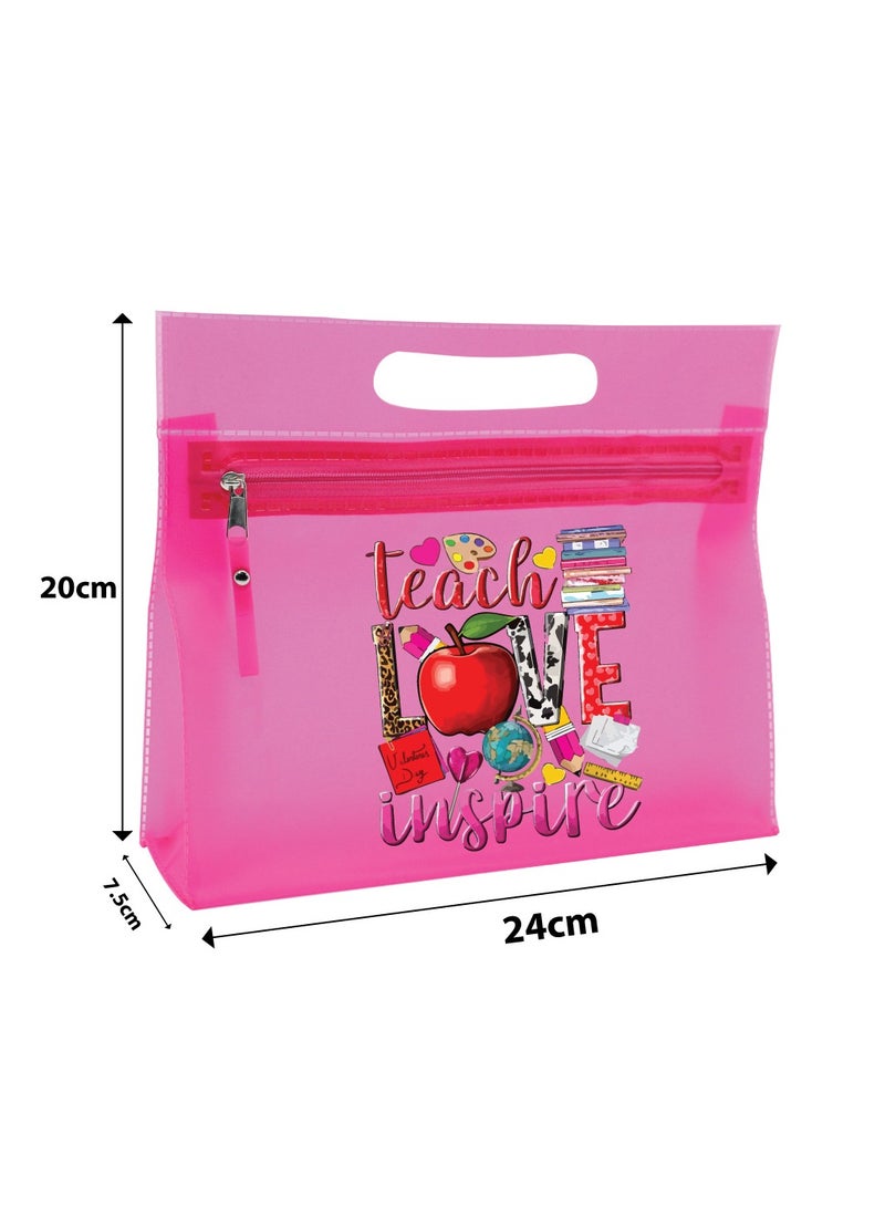 PRINTSHOP4ME Teachers Day Gift Pink Transparent Cosmetic Bag with zipper closure - Teacher Appriciation Gift - Gift for Teacher - Teacher Gifts  - Image 5
