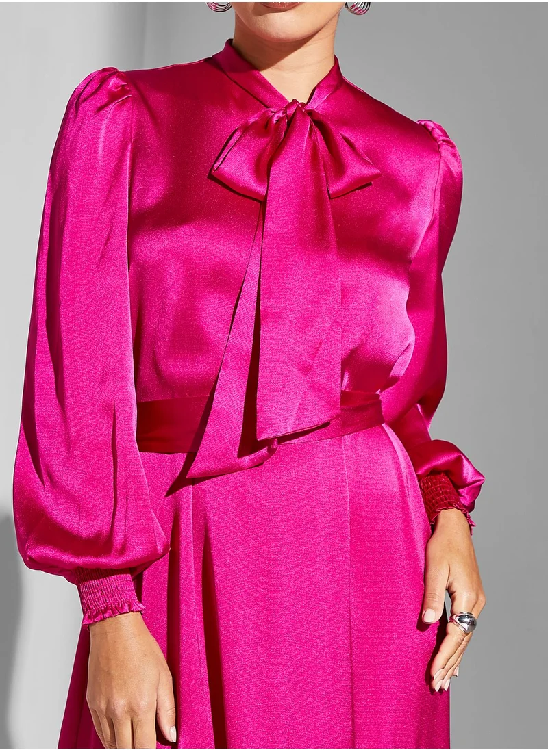 Namshi x Modanisa Belted Tiered Dress