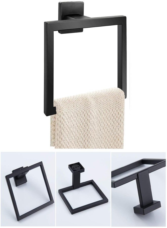 JOPOFI 2-Piece Towel Ring,Hand Towel Holder - Thicken SUS 304 Stainless Steel Hand Towel Holder for Bathroom, Square Modern Design Hand Towel Ring, Contemporary Hand Towel Bar - Matte Black - Image 3