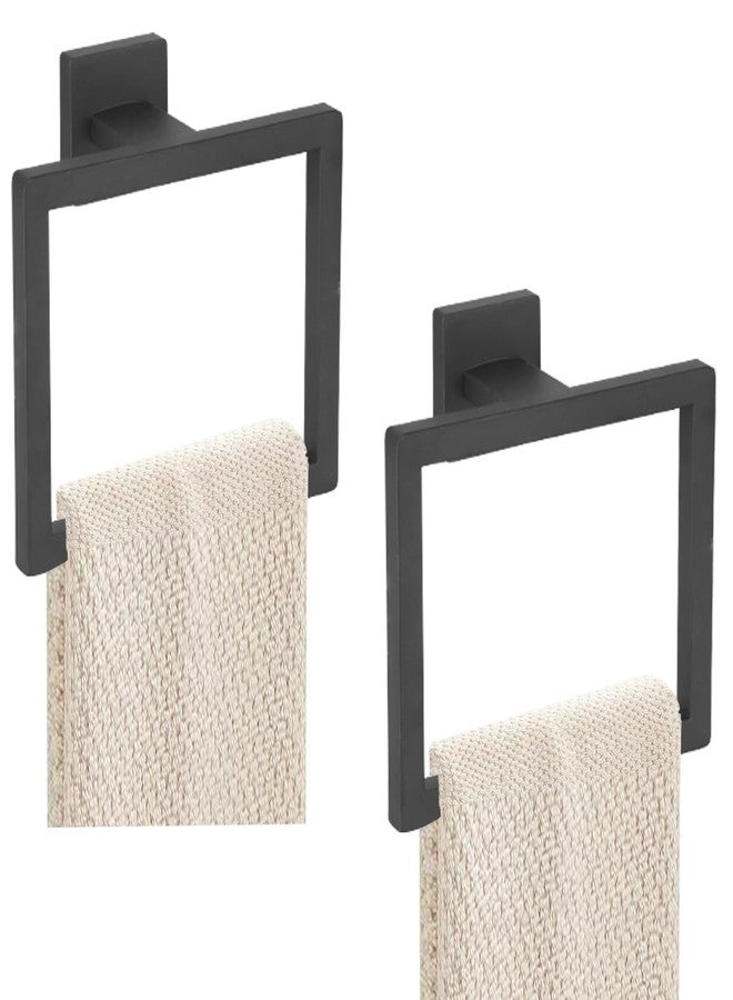 JOPOFI 2-Piece Towel Ring,Hand Towel Holder - Thicken SUS 304 Stainless Steel Hand Towel Holder for Bathroom, Square Modern Design Hand Towel Ring, Contemporary Hand Towel Bar - Matte Black - Image 1