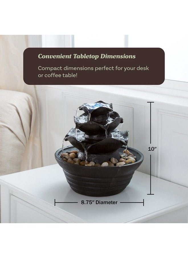 CASLONEE 7.5 Inch Tall Indoor Relaxation Tabletop Ball Fountain With Led Light And Stone Home Office Decoration Meditiation Water Resin Foundtain Desktop Fountains Black  - Image 5