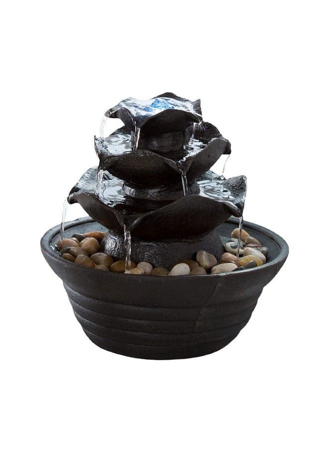 CASLONEE 7.5 Inch Tall Indoor Relaxation Tabletop Ball Fountain With Led Light And Stone Home Office Decoration Meditiation Water Resin Foundtain Desktop Fountains Black  - Image 2