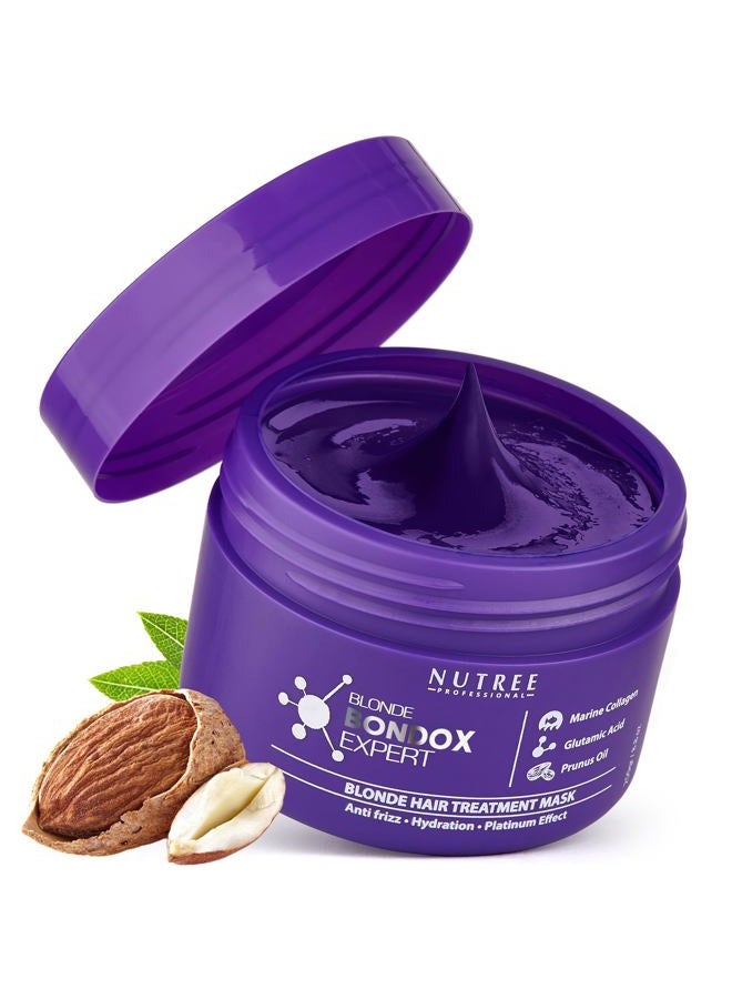 Nutree Professional Brazilian Blonde Hair Mask for Damaged Hair BONDOX 8.8 oz– Deep Conditioning & Repair Treatment – Keratin – Frizz Control & Hydration – Thermal Activated & Formaldehyde Free – Long-Lasting Results - Image 1