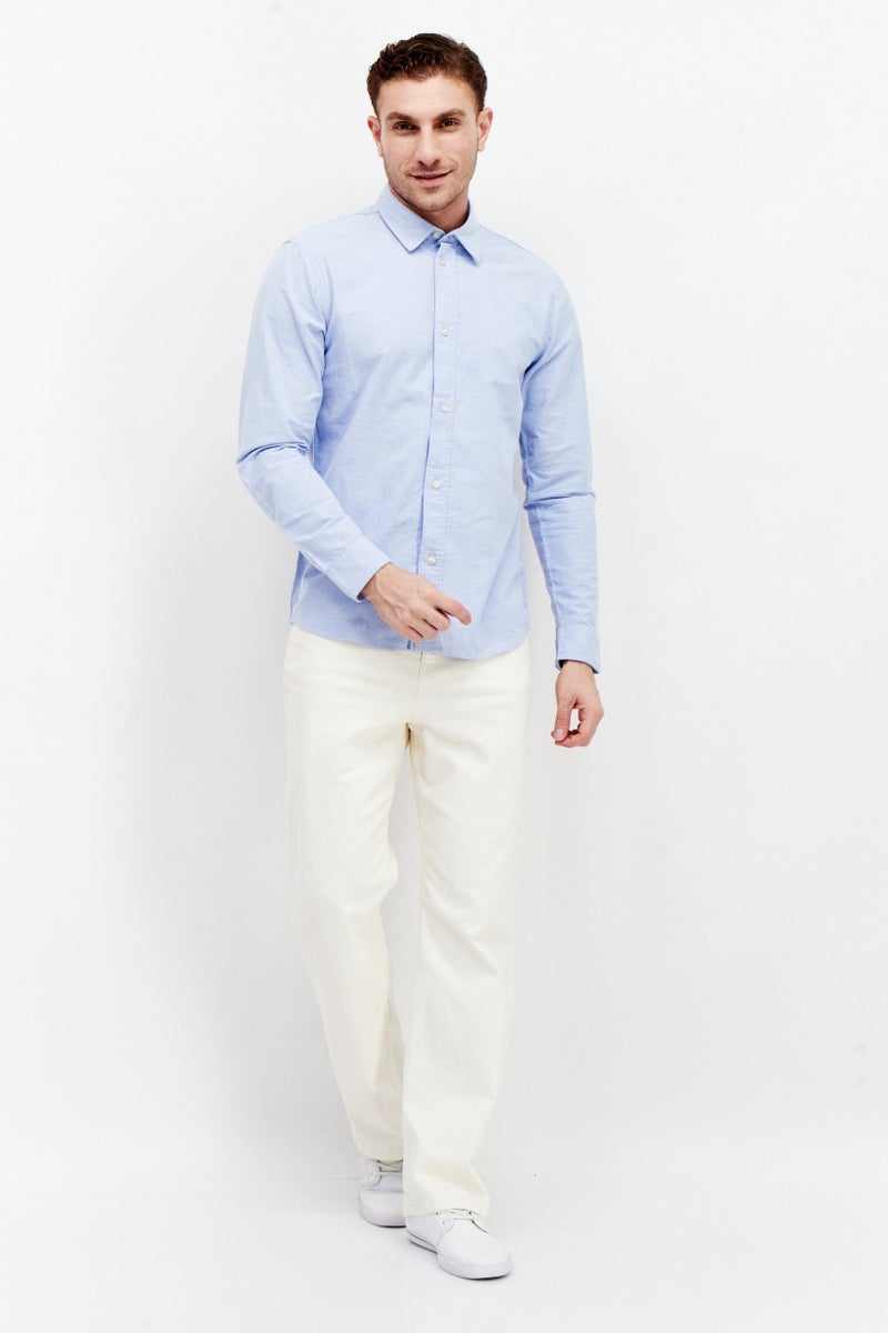 DUCK AND COVER Men Regular Fit Embroidered Logo Long Sleeves Casual Shirt, Light Blue - Image 3