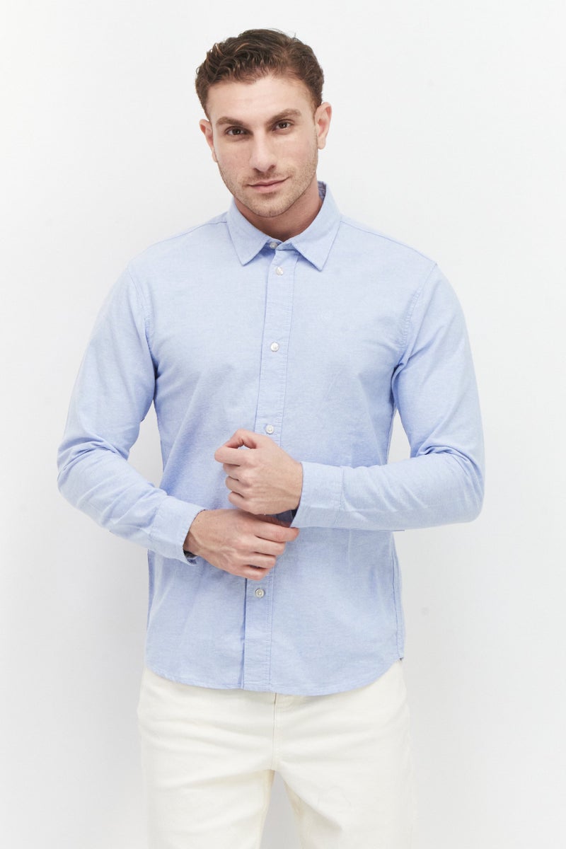DUCK AND COVER Men Regular Fit Embroidered Logo Long Sleeves Casual Shirt, Light Blue - Image 1