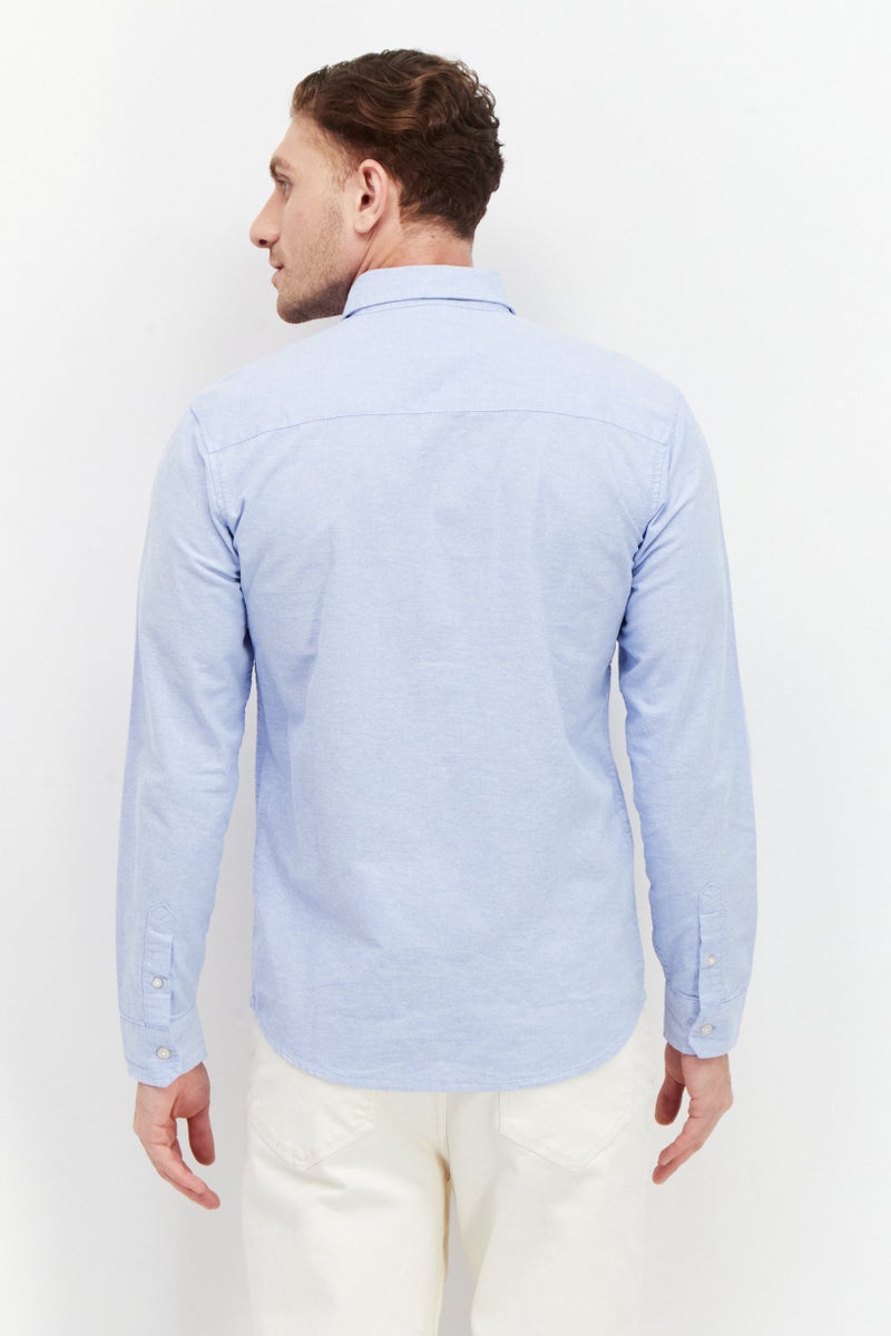 DUCK AND COVER Men Regular Fit Embroidered Logo Long Sleeves Casual Shirt, Light Blue - Image 4