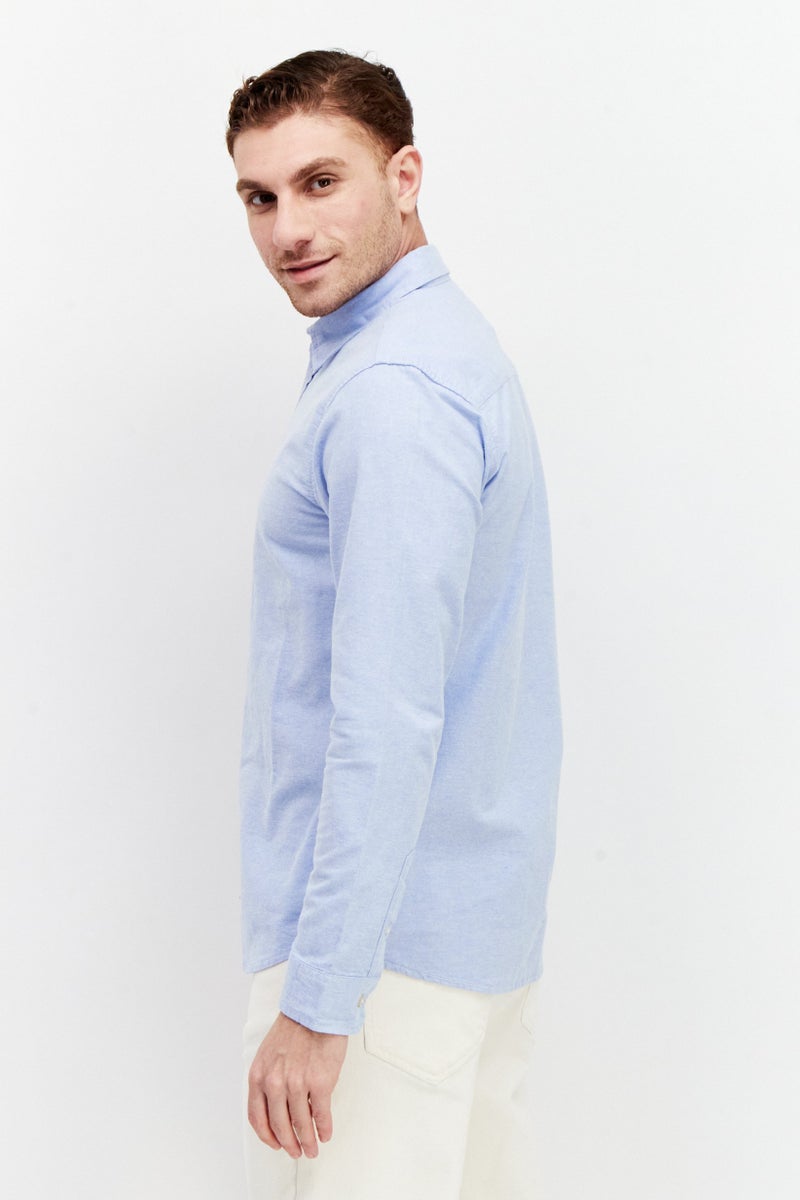 DUCK AND COVER Men Regular Fit Embroidered Logo Long Sleeves Casual Shirt, Light Blue - Image 2