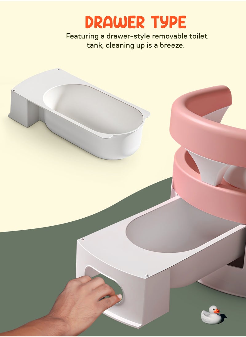 BAYBEE Baybee Giggle Baby Potty Training Seats|Potty seat for Kids-Potty Toilet Seat with Removable Tray BPA Free|Toddler Toilet Seat 1-3 Years Boy's Girl's (Pink)  - Image 4