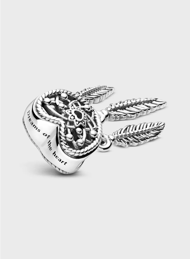 PANDORA Openwork Heart & Three Feathers Dreamcatcher Charm
