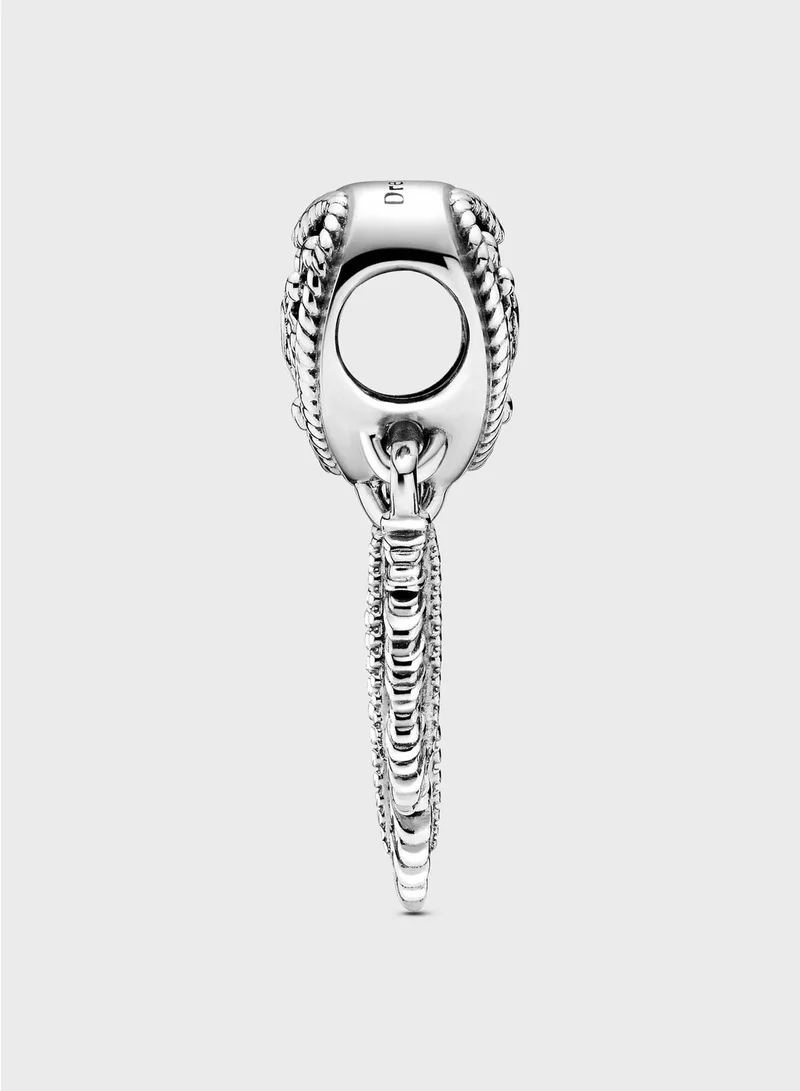 PANDORA Openwork Heart & Three Feathers Dreamcatcher Charm