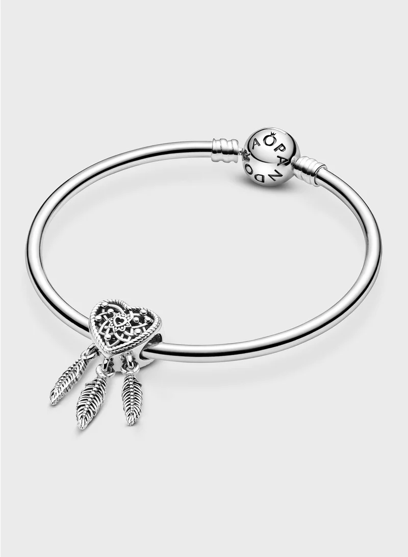 PANDORA Openwork Heart & Three Feathers Dreamcatcher Charm