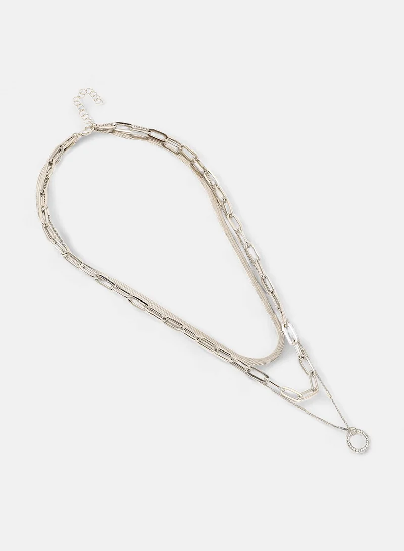 SOHI Halo Snakechain Stones Studded Layered Artificial Necklace Jewellery