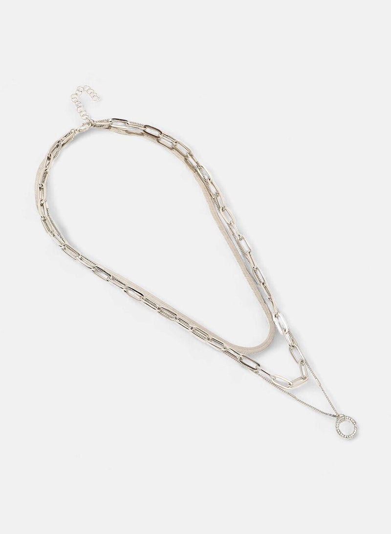 SOHI Halo Snakechain Stones Studded Layered Artificial Necklace Jewellery - Image 1