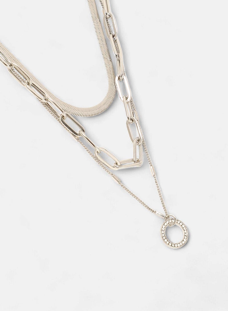 SOHI Halo Snakechain Stones Studded Layered Artificial Necklace Jewellery - Image 5