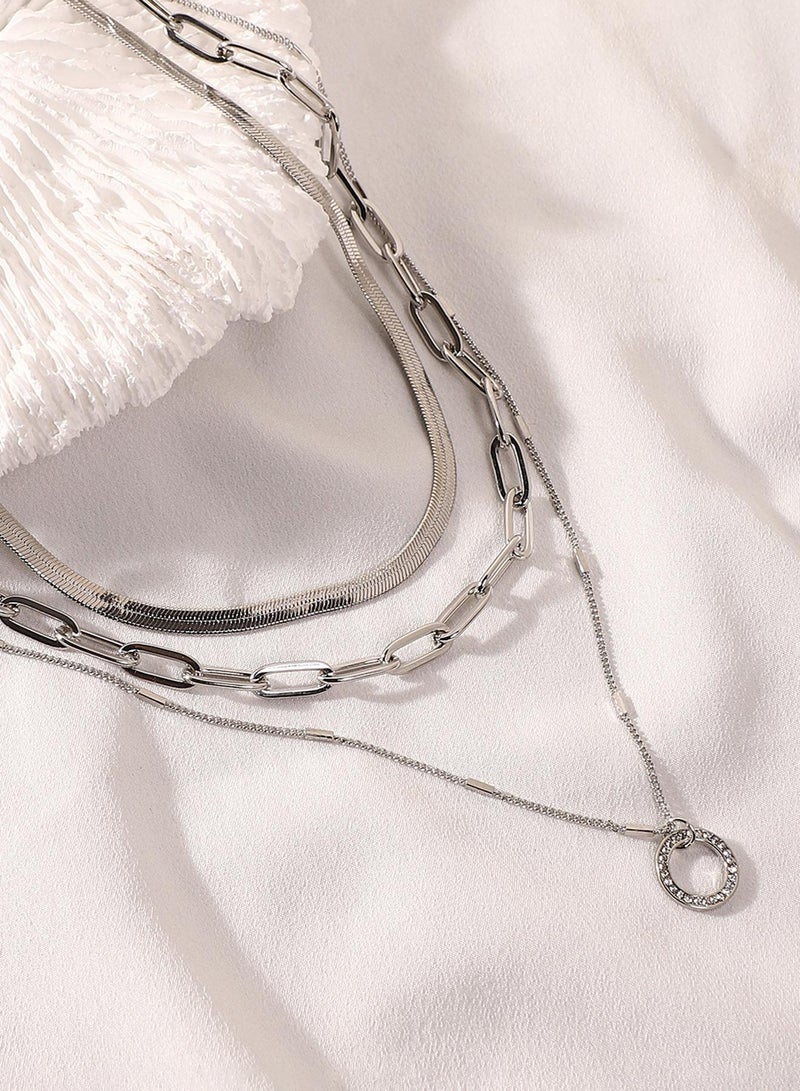 SOHI Halo Snakechain Stones Studded Layered Artificial Necklace Jewellery - Image 2