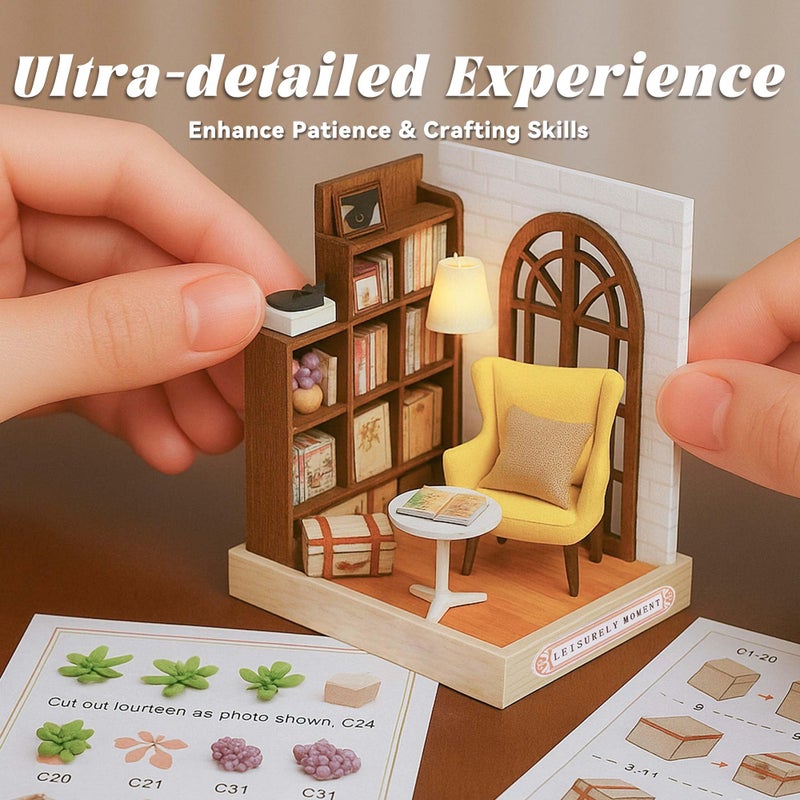 Flever Dollhouse Miniature DIY House Kit Creative Room with Furniture for Romantic Valentine's Gift (Leisurely Moment) - Image 4
