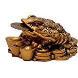 RIPE INDIA® Brass Feng Shui Money Frog Statue with Coin - Image 4