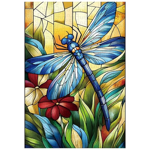 Artinhand Great Jigsaw Puzzles for Adults 300 Pieces Stained Glass Dragonfly Puzzles for Adults Toys Gift Family Decoration Kids Puzzle - Image 1